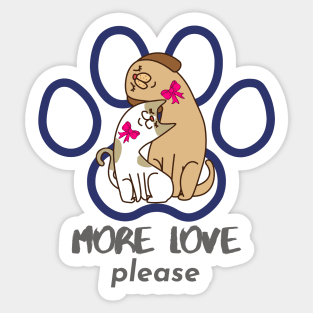 Cute Dog and cat love Sticker